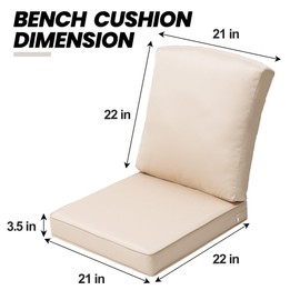 Crestlive Products Outdoor Deep Seat Cushion for Patio Furniture, 22" x 21", 3.5 Inch 30D Foam, Patio Chair Cushions with Waterproof, Fade-Resistant and Removable Covers, for Sofa, Couch, Beige