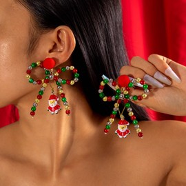 Christmas Earrings for Women Trendy Red Christmas Bow Earrings Cute Christmas Snowman Earrings Jewelry Gifts Stocking Stuffers Gifts