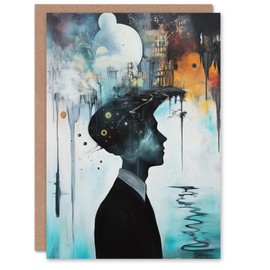 Artery8 Greeting Card Mod Culture Modern Abstract Conceptual Art Blank For Him Or Her Art Birthday Card