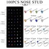 Dochais 60/100 Pieces Nose Studs Stainless Steel L Shape Nose