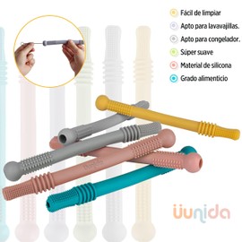 uunida baby Mordedera para Bebe Tubos Huecos de Silicona Libre de BPA - Juguetes para Bebe de 0 a 6 Meses para Aliviar el Dolor de Denticion