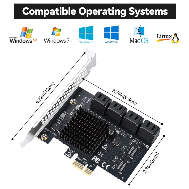 ELUTENG 8-Port PCIe to SATA 3.0 Expansion Card SATA 6Gb/s