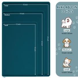 MateeyLife Silicone Cat & Dog Food Mat for Floors Waterproof, Anti-Slip Dog Bowl Mats for Food and Water, Pet Feeding Mats with Lip to Prevent Spills, Pet Placemat for Messy Drinkers to Protect Floors