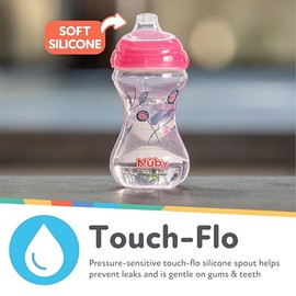 Nuby 3pk No derrame, "Pinpoint" boquilla suave Clik-It, 10 onzas, niña