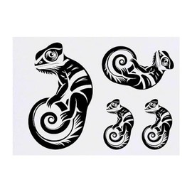 Azeeda 4 x 'Chamäleon-Silhouette' Temporäre Tattoos - Wasserfest, Hautfreundlich & Ungiftig · Transfers in Verschiedenen Größen (TO00070814)