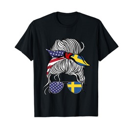 American Swedish Patriot Flag Women Girl Sweden Grown T-Shirt