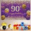 90th Birthday Decorations for Women, Purple Fabric Sign Poster Birthday