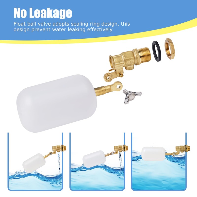 MOGOULUA 1/2 Inch Brass Float Valve with 300 cm PTFE