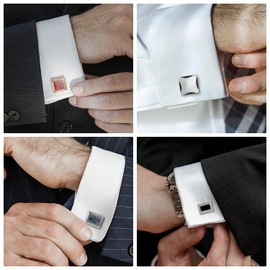 wynameleri Cufflinks Pack 4 Pairs Formal Business Shirts Dress Buttons Cuff Link Set for Men Box Packed T0204023