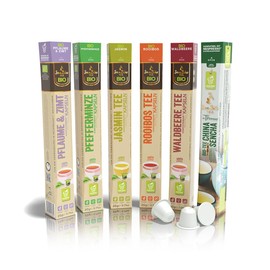 SanSiro Organic Tea Tasting Set for Nespresso, 60 Coffee Capsules, Organic Compostable, CO2-Neutral Production, Environmentally Friendly