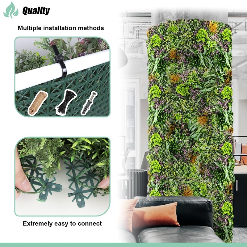 SunnyRoyal 1 Pc Artificial Grass Greenery Wall Panel Mixed Leaf