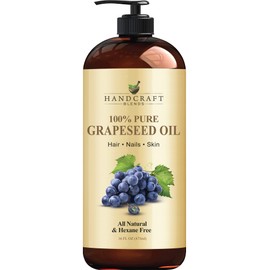 Handcraft Blends Grapeseed Oil - Cold-Pressed 16 Fl Oz - 100% Pure and Natural - Premium Grade Carrier Oil for Skin and Hair - Hair and Body - Massage - Hexane-Free