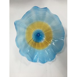 Zonsbin Hand Blown Art Glass Wall Decor, Flower Shaped Murano Glass Wall Decoration Platters for Kitchen, Staircase, Living Room, Entry, Hallway 12 Inch Diameter, ZSD-B