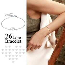 FaithHeart Women's Bracelets 26 Letter Bracelets Stainless Steel Silver/Gold-Plated Girls Friendship 16 cm + 5 cm Bracelet Name Chain, Stainless Steel, a