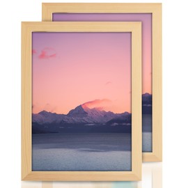 Zemiu 2Pack Premium A4 Picture Frame, Photo Frame in Size 29.7x 21 cm Use for Certificate/Wall Gallery/Photo Picture, Solid Wood with Clear Perspex Sheet-Natural