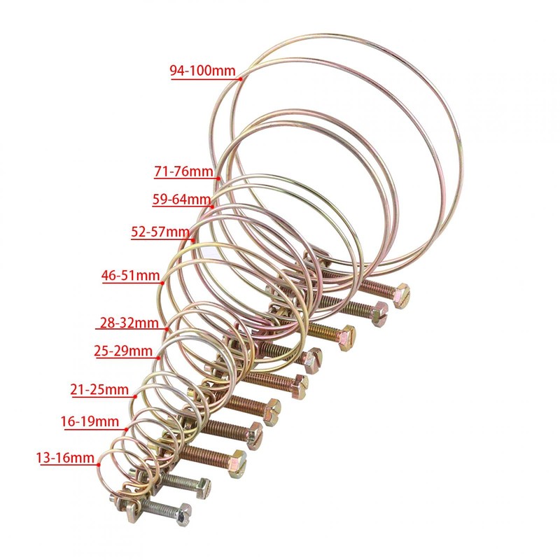 Akozon 10pcs Adjustable Double Wire Hose Clips, Stainless Steel Water