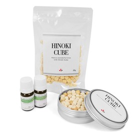ease アロマオイル ひのきセット リフレッシュ(ひのきキューブ20g・グレープフルーツホワイト・ローズマリー 各5ml) 詰め替え用ひのきキューブ 20g付き