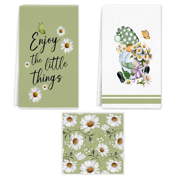 Spring Daisy Flowers Florals Kitchen Towels Dish Towels, 16x24 inch