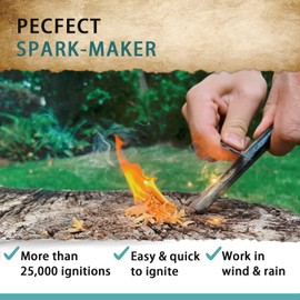 makstore 6 Inch(15cm) Survival Ferro Rod Kit - Survival Ferrocerium Rod large - Flint and Steel Kit - Fire Starter with Cord Handle and Striker