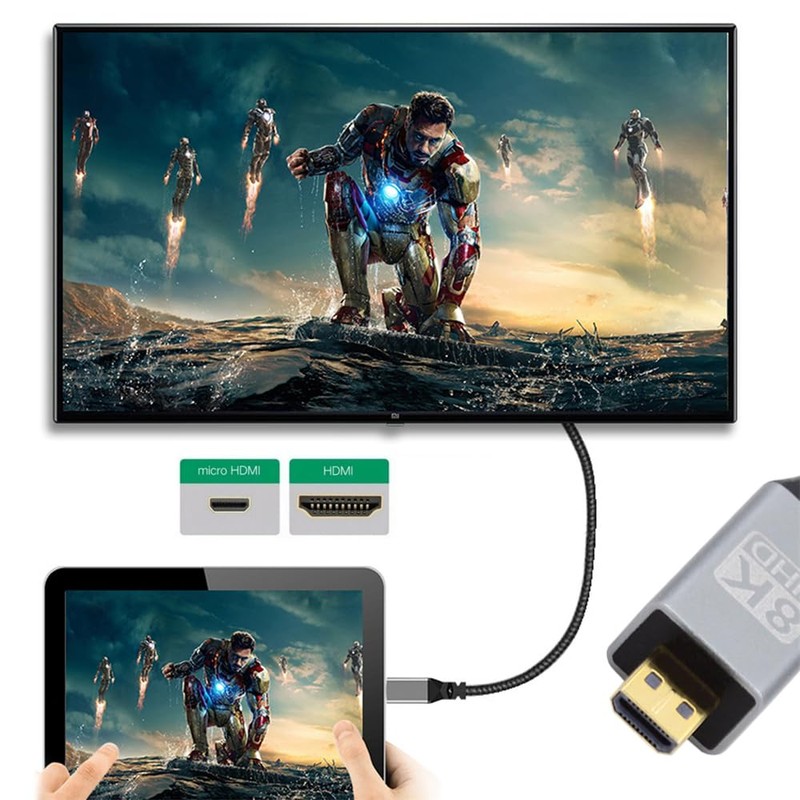 NFHK Micro HDMI 2.1 Ultra Thin HDTV Cable 8K 4K