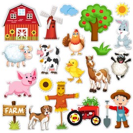 Whaline 40Pcs Farm Animals Thick Gel Clings Window Cling Decals Stickers for Kids Reusable Animal Window Gel Clings Decals for Toddlers Home Classroom Decor Farm Animals Party Supplies