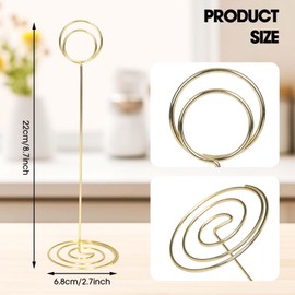 Place Card Holders - 12PCS Table Card Holders Table Number Holders Table Picture Stand Wire Photo Holder for Place Cards Wedding Party Office Desk Name Memo Menu Clips (Gold) (22 cm)