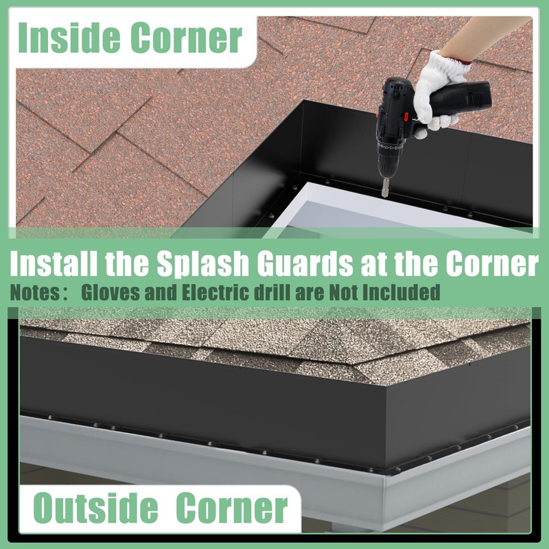 Memrita 2 Pcs Gutter Valley Splash Guards Roof Rain Diverter,Aluminum