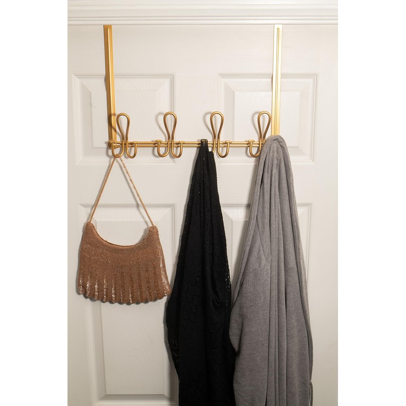 FantasHome Double Prong Over The Door Hook Rack with 12