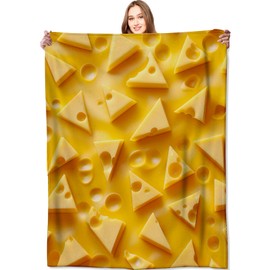 VODRM Cheese Slice Blanket Fun and Whimsical Throw Blankets,Birthday Gifts for Kids Girls Women,Lightweight Soft Fleece,Sweet Food Lovers,Sofa Couch Bed Room Modern Decor 50x60in
