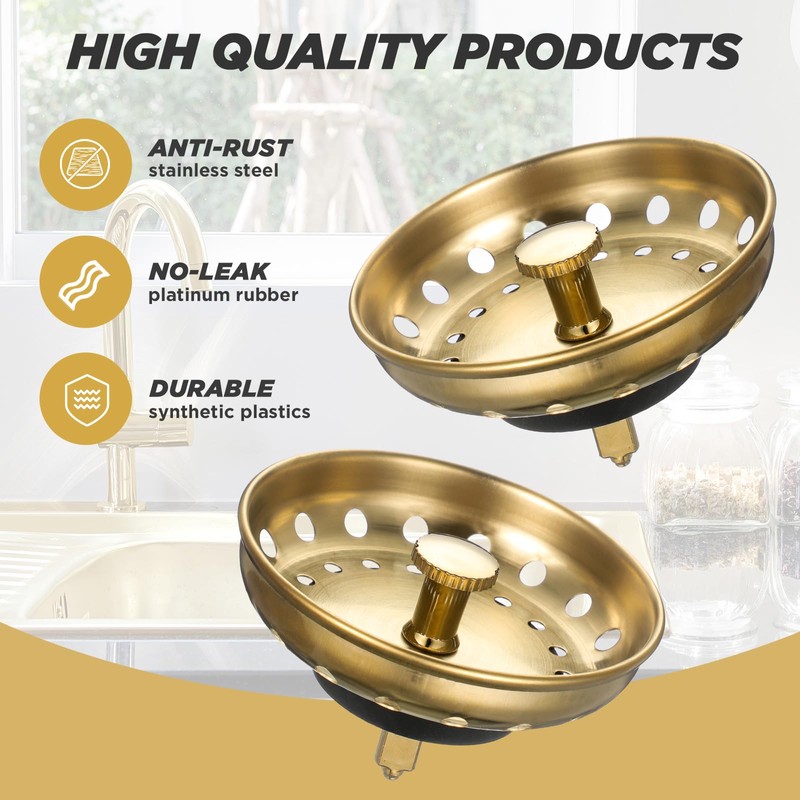 Retisee 2 Pcs Kitchen Sink Stopper Strainer Stainless Steel Drain