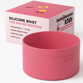 Bentoheaven Silicone Water Bottle Boot - Noise & Scratch Protector Sleeve for 3-inch Diameter Bottles, Tumbler & Cup (17-40 oz), Bottom Protective Bumpers, Water Bottle Accessories (Pink)