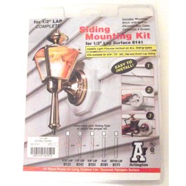 Arlington 8141 Plastic Surface/Vertical Mount 1/2 Inch Lap Siding Mounting Kit with Built-in Box 6.61 Inch x 6.61 Inch