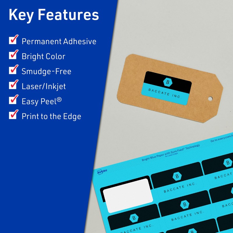 Avery Printable Rectangle Labels with Sure Feed Technology, 1-13/16" x