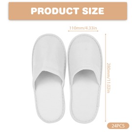Behogan 24 Pairs Terry Towelling Slippers, Hotel Slippers, White Guest Slippers Set, 4 mm Closed Slippers, Bath Slippers, Terry Slippers Unisex for Hotel, Salon, Spa, Home, Disposable Slippers, White