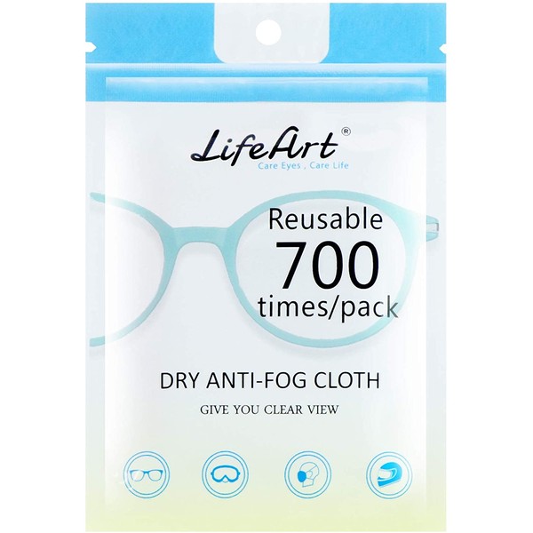 LifeArt Anti Fog Cloth for Eyeglasses, Microfiber Cleaning Cloth for Screen, Goggles and Ski Masks, Nano Technology, Reusable 700 Times, Safe on All Types of Lens Coating, Streak-Free (1 Pack)