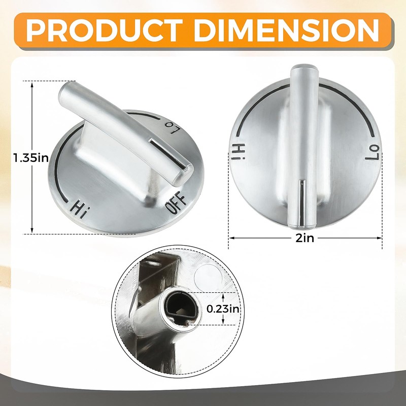 MOOTVGOO 4 Pack 7733P410-60 Cooktop Burner Knobs, Chrome Plated Plastic