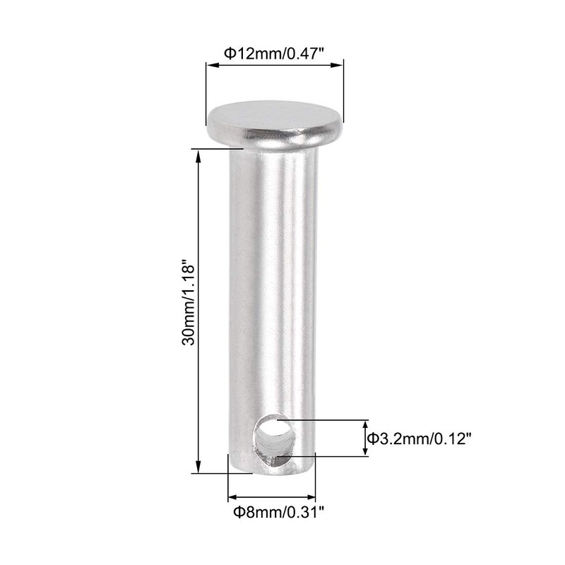 sourcing map Single Hole Clevis Pins - 8mm X 30mm