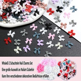 WhaleO 2 Schachteln Nail Charms Set Nagel Charms Nail Art Charms Nagelschmuck Nail Gems Schleifen Für Nägel Nagel Deko Blumen Nagel Charms 3D Rosa Bogen Nail Art Dekoration Nägel Zubehör Nail Design
