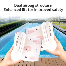 2 Pairs of Swimming Aid for Toddlers, Swimming Armbands from 1-6 Years, High-Quality PVC Material, Interesting Cartoon Pattern, Good Seal, Comfortable to Wear (Bear + Rabbit)