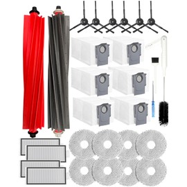 Yivy Pack of 29 Accessories for Roborock Qrevo Master/P10s Pro/Qrevo Slim Replacement Parts: 2 x Main Brush, 6 x Side Brushes, 4 x HEPA Filters, 8 x Wipes, 6 x Dust Bags, 1 x Water Tank Brush