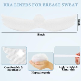 Cuffbow 100 Pcs Disposable bra liners to absorb sweat under breasts Soft and Comfort under breast sweat absorber pads for Women Perspiration Rash
