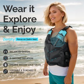 Zetary Inflatable Snorkel Vest - Portable Snorkel Jacket for Adults 90-220 lbs, Lightweight Buoyancy Aid with Quick Inflation, Ideal for Swimming Boating Paddleboarding Water Sports