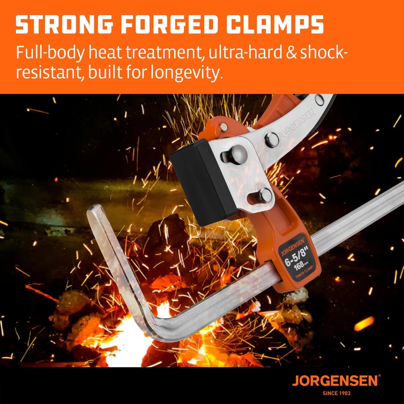 Jorgensen 6-5/8" Ratcheting Table Clamps, Quick Release Track Saw Clamps,