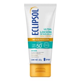 Eclipsol Ultra Locin Protector Solar Facial y Corporal FPS50, Hipoalergnico, Textura Ultraligera y Resistente al Agua, Uso Diario, 60 g               