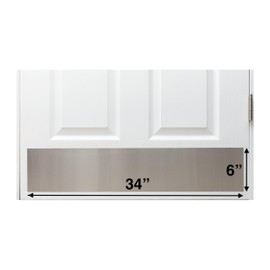Stainless Steel Door Mop Protection Kick Plate, 6" x 34" Size, No Holes, for Door Widths 35"+