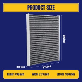 CF12450 Cabin Air Filter for Jeep Wrangler L4 2.0L V6 3.6L 18-24 for Wrangler V8 6.4L 21-24 for Gladiator V6 3.6L 20-24 Cabin Filter Replacement with Activated Carbon Replace 68565698AA, 3 Pack