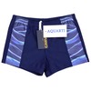 Aquarti Men's Swimming Trunks Short Sporty Stripes, 11307 dark blue/blue,