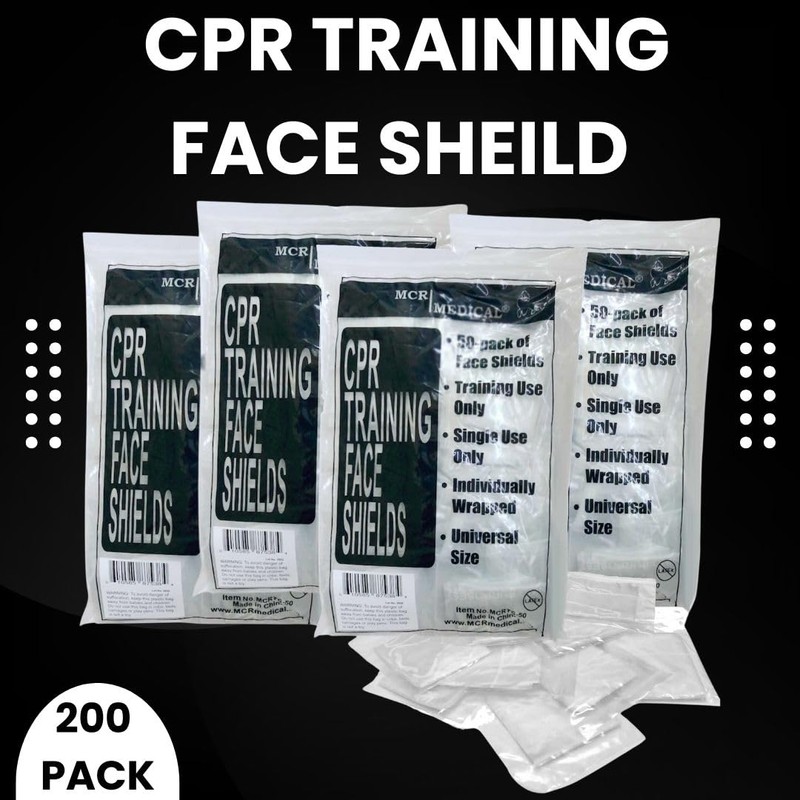 MCR Medical Pack of 200 CPR Training Shields, Individually Wrapped,