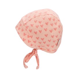 Sterntaler Baby Girl Bonnet Baby Bonnet Hearts Hat - Baby Bonnet Baby Hat - Printed Cotton with Tie Band - Green, pink
