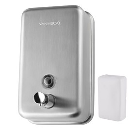 VANNSOO Commercial Wall Mount Stainless Steel Soap Dispenser, Corrosion Proof Lining Liquid Hand Sanitizer Dispenser Bathroom 1100ml / 37oz. (Vertical)